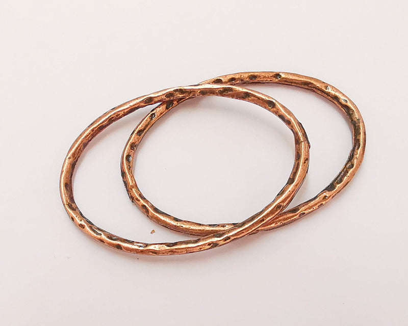 4 Hammered Oval Findings Charms Antique Copper Plated Findings (45x32mm)  G22766