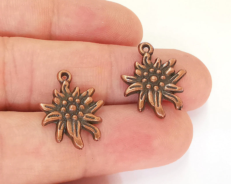 6 Lotus Charms Flower Charms Antique Copper Plated Charms (21x17mm)  G23117