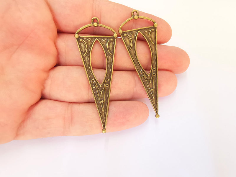 2 Bronze Charms Antique Bronze Plated Charms (65x25mm)  G23120
