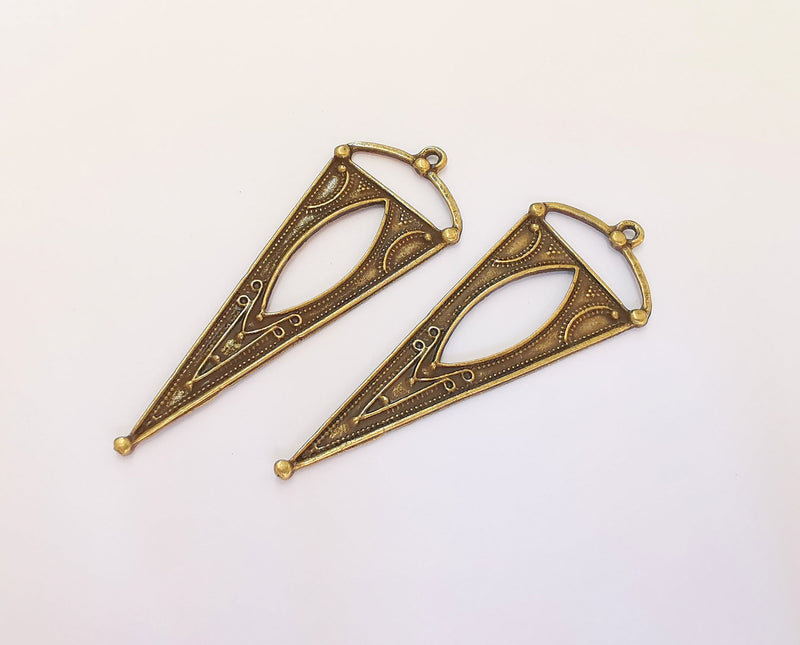 2 Bronze Charms Antique Bronze Plated Charms (65x25mm)  G23120