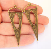 2 Bronze Charms Antique Bronze Plated Charms (65x25mm)  G23120