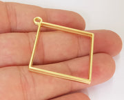 2 Heart Bezel Charms Gold Plated Charms (47x43mm) G23122