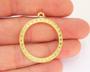 2 Gold Charms 24k Shiny Gold Plated Charms (37x32mm)  G23127