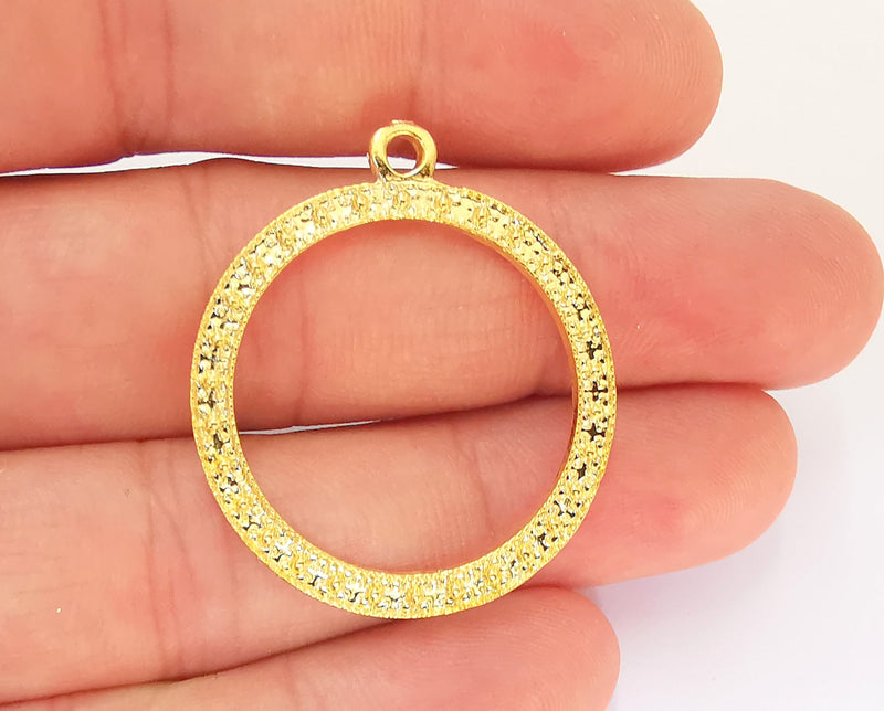 2 Gold Charms 24k Shiny Gold Plated Charms (37x32mm)  G23127