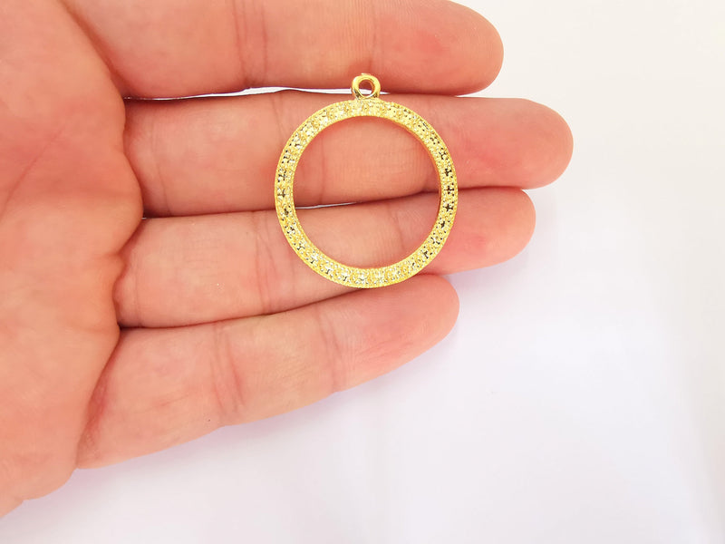 2 Gold Charms 24k Shiny Gold Plated Charms (37x32mm)  G23127
