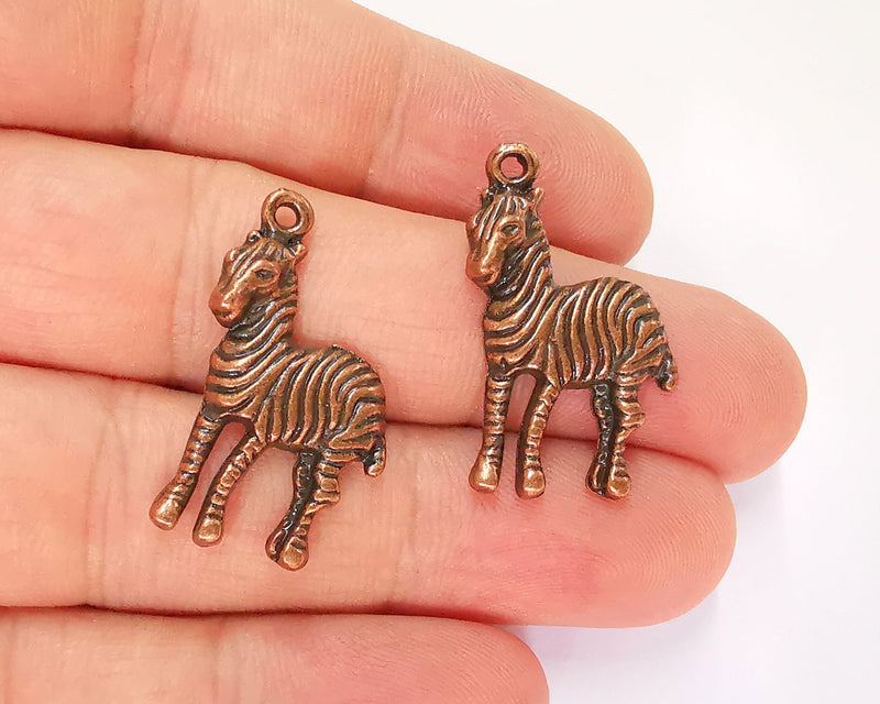 4 Zebra Charms Antique Copper Plated Charms (30x17mm)  G22773