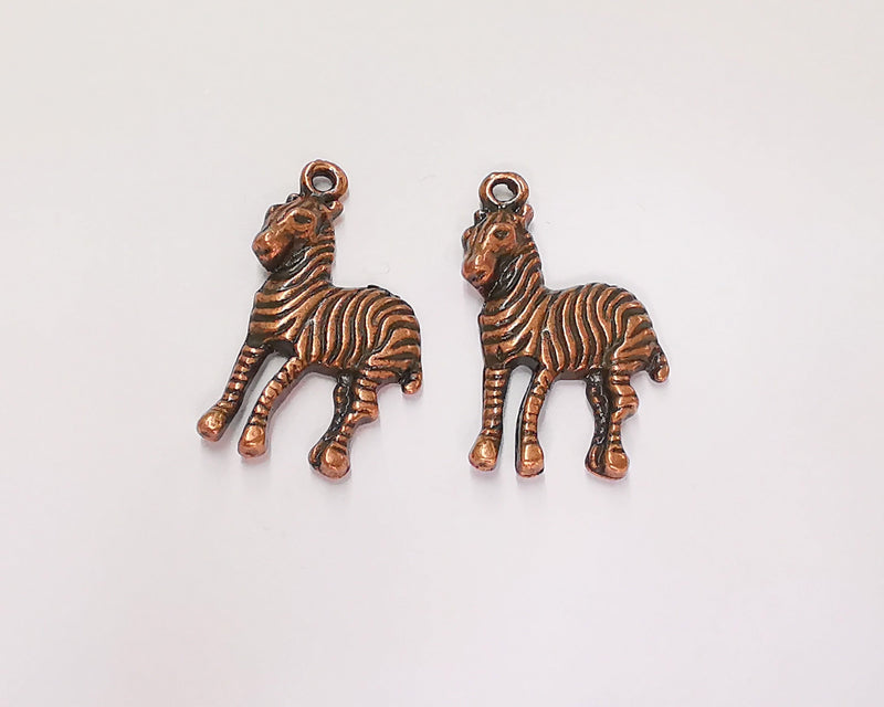 4 Zebra Charms Antique Copper Plated Charms (30x17mm)  G22773