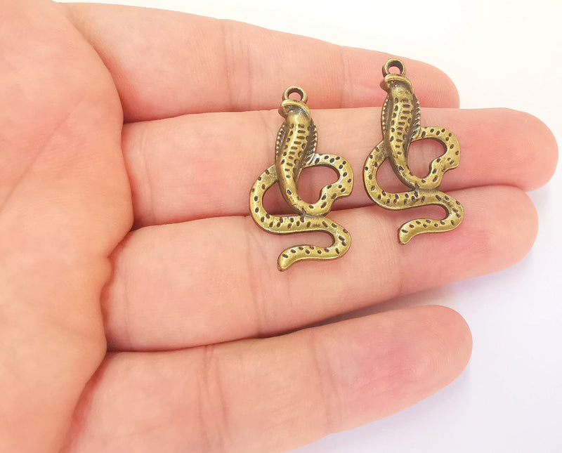 4 Snake Charms Antique Bronze Plated Charms (35x18mm)  G22776