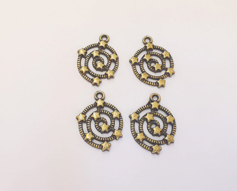6 Spiral Star Charms Antique Bronze Plated Charms (21x15mm)  G22778