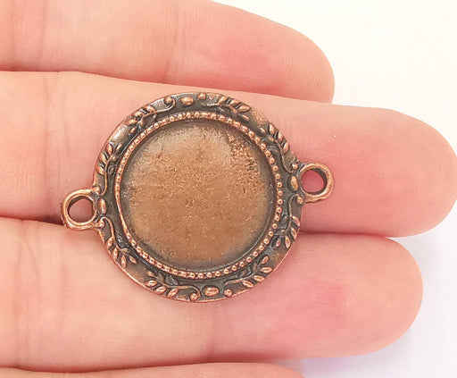 2 Leaves Frame Pendant Blank Connector Antique Copper Plated Pendant (35x27mm) (19mm Blank Size)  G22787