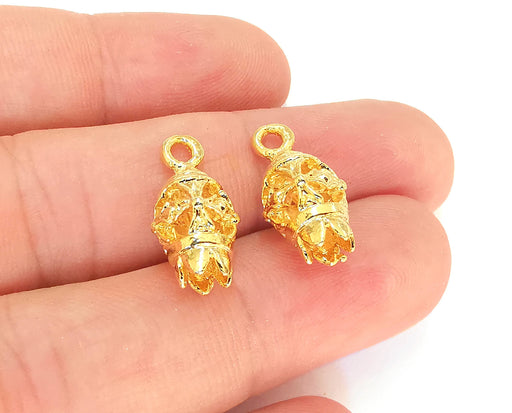 2 Lantern Charms 24k Shiny Gold Plated Charms (20x10mm)  G23131