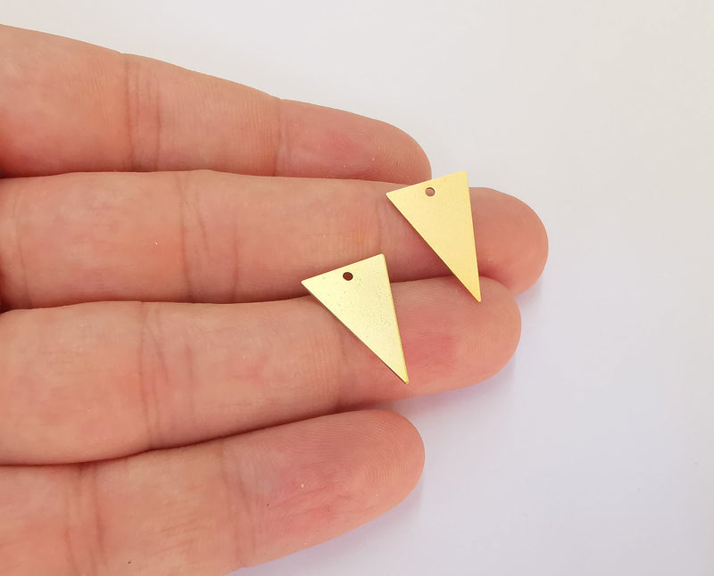 4 Triangle Charms Gold Plated Brass Charms (20x13mm)  G23132