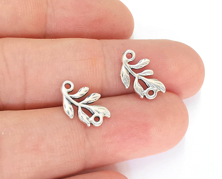 10 Leaves Charms Connector (Double Sided) Antique Silver Plated Charms (14x9mm)  G23135