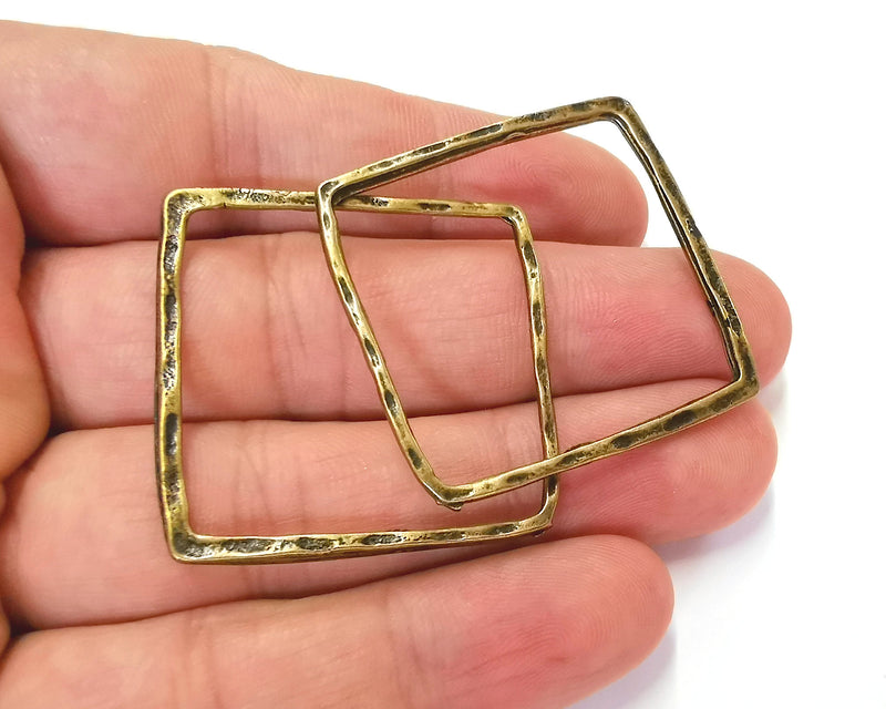 4 Square Connector Findings Antique Bronze Plated Geometric Findings (38mm) G22796