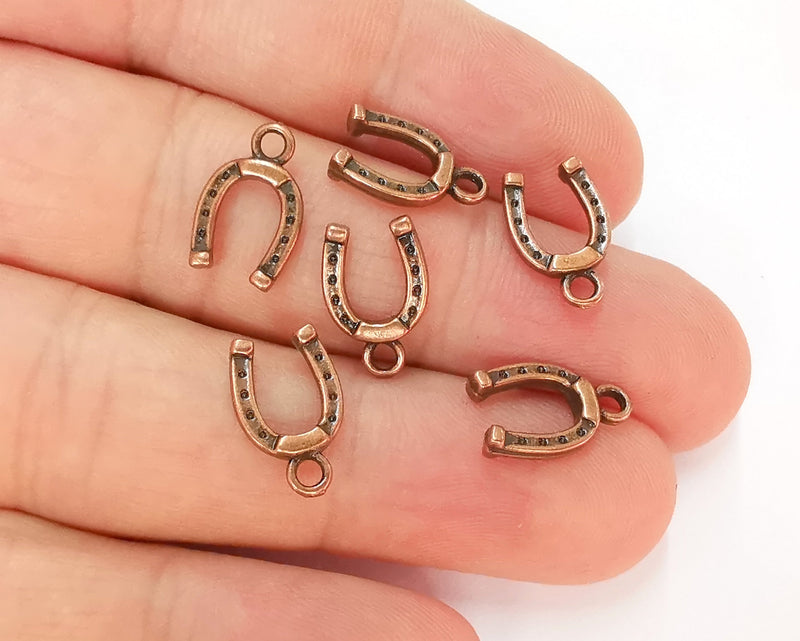20 Horseshoe Charms Antique Copper Plated Charms (14x9mm)  G22806