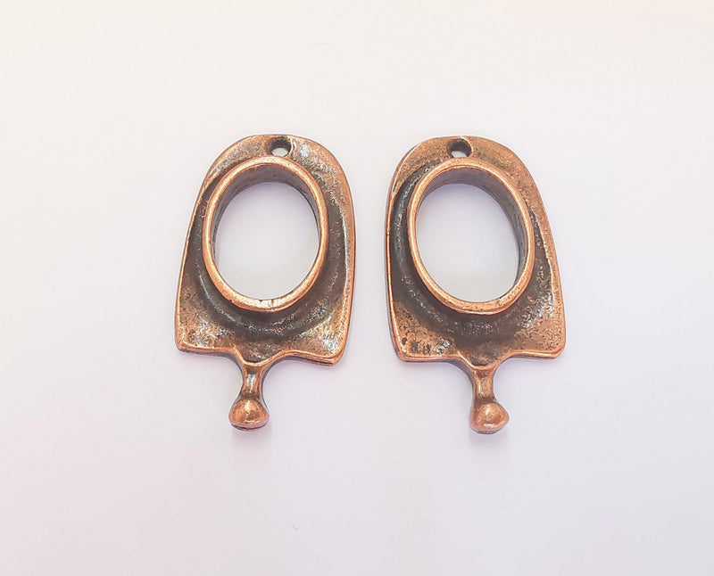 2 Copper Charms Antique Copper Plated Charms (38x21mm)  G22807