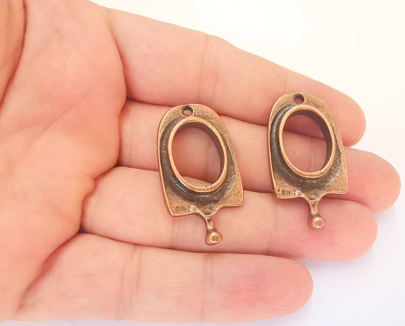 2 Copper Charms Antique Copper Plated Charms (38x21mm)  G22807