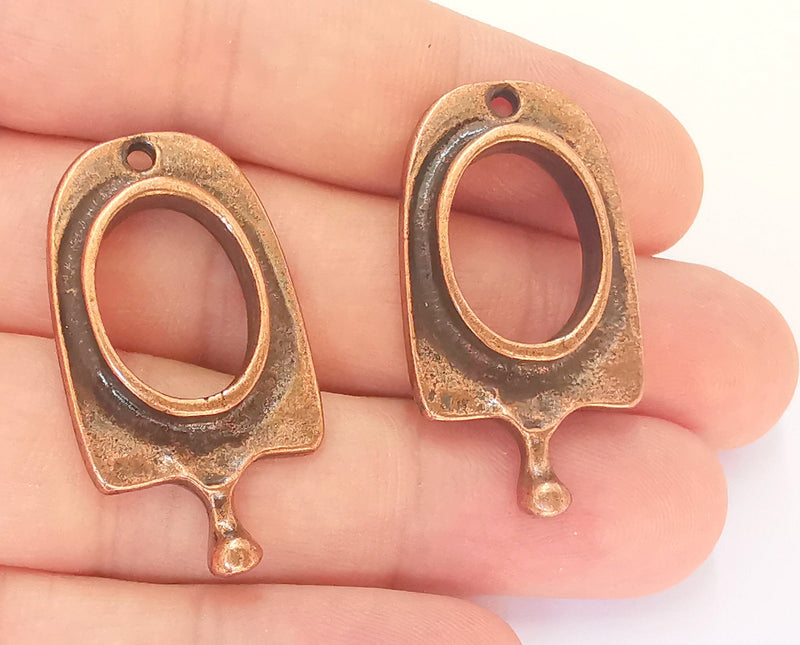 2 Copper Charms Antique Copper Plated Charms (38x21mm)  G22807