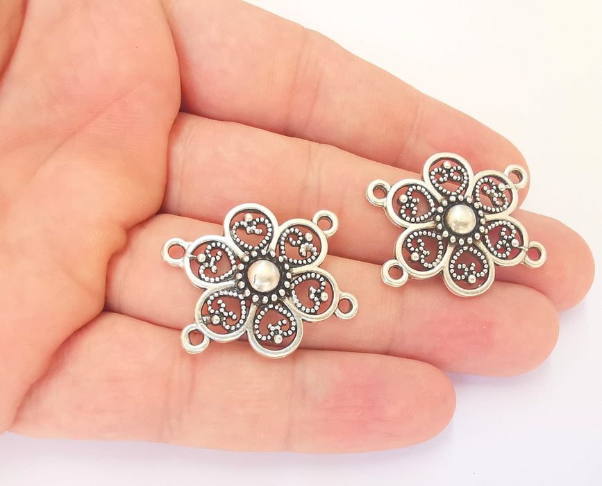 2 Silver Connector Charms Antique Silver Plated Charms (30x26mm)  G22809