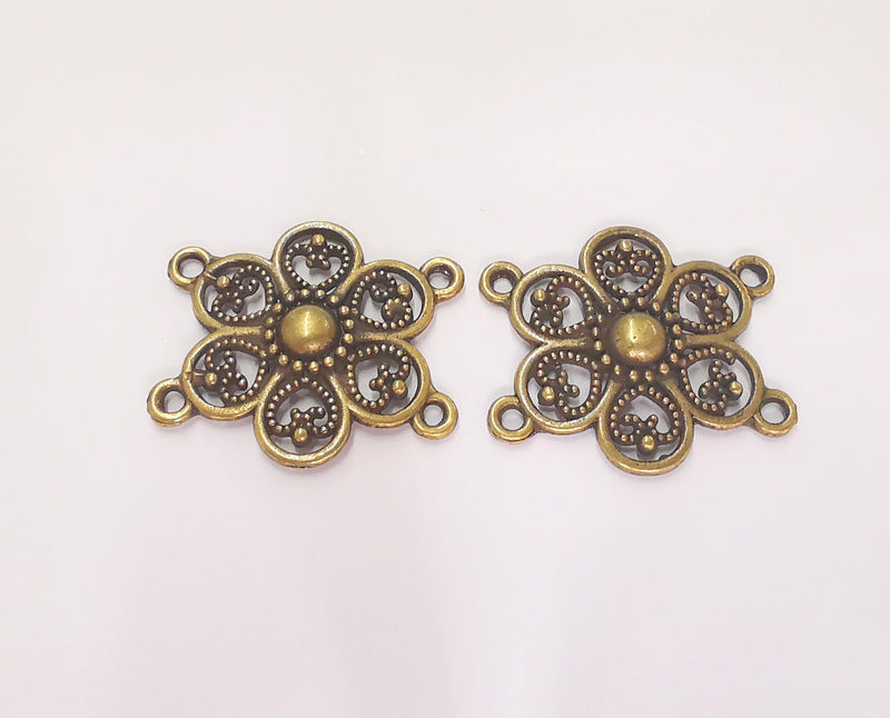 2 Antique Bronze Connector Charms Antique Bronze Plated Charms (30x26mm)  G22816