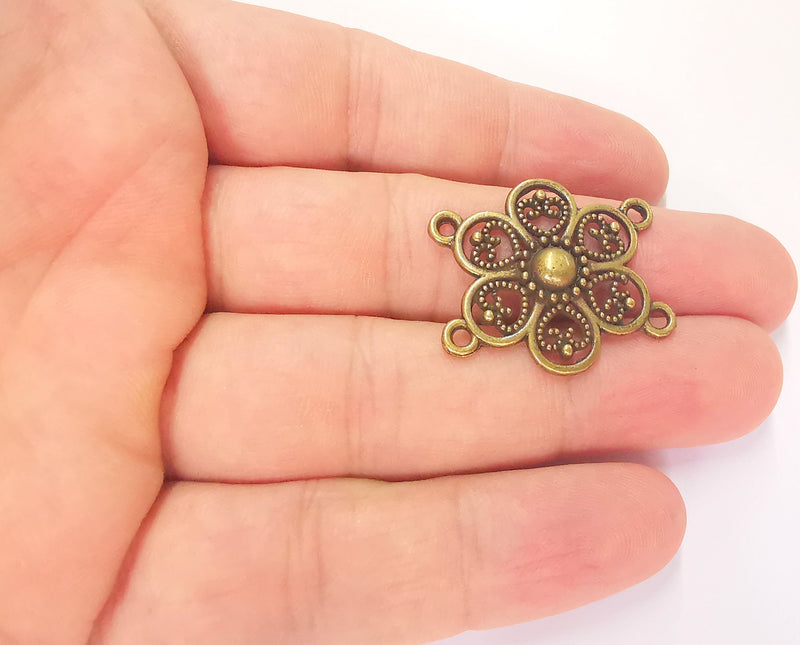 2 Antique Bronze Connector Charms Antique Bronze Plated Charms (30x26mm)  G22816