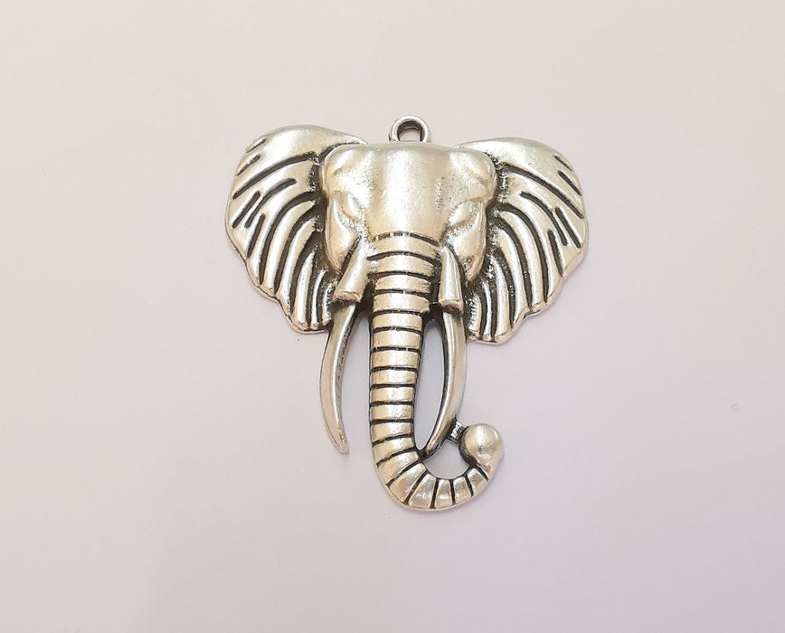 Elephant Pendant Antique Silver Plated Pendant (54x47mm)  G23156