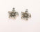 4 Flower Charms Bezel Blank Antique Silver Plated Charms (25x22mm)  G23160