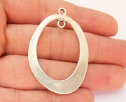 2 Oval Charms Connector Antique Silver Plated Charms (49x34mm)  G23169