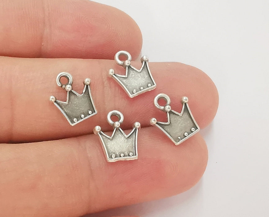 10 Crown Charms Antique Silver Plated Charms (12x10mm)  G22824