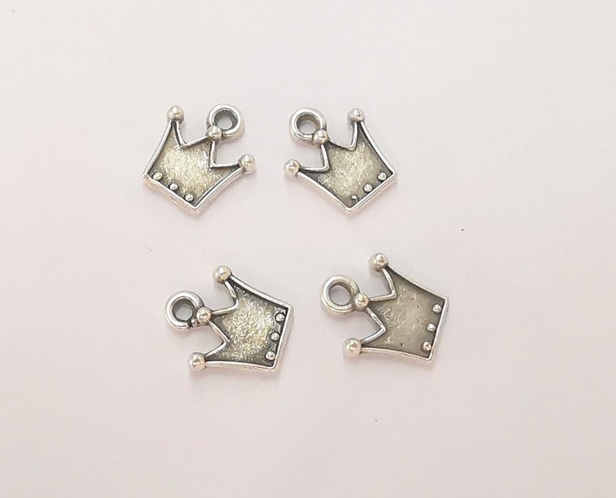 10 Crown Charms Antique Silver Plated Charms (12x10mm)  G22824