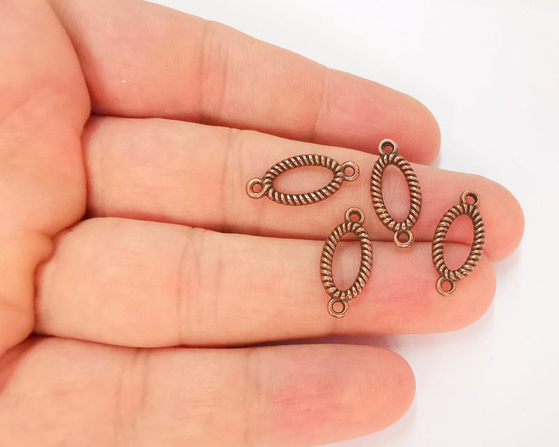 10 Oval Connector Charms Antique Copper Plated Charms (20x9mm)  G22835