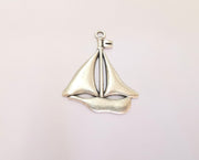 2 Sailing Ship Charms Antique Silver Plated Charms (48x38mm)  G23194
