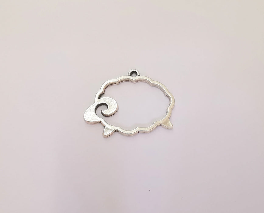 4 Sheep Charms Antique Silver Plated Charms (35x27mm)  G23201