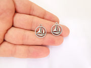 10 Sailing Ship Charms Antique Silver Plated Charms (18x15mm)  G23205