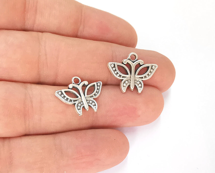 10 Butterfly Charms Antique Silver Plated Charm (19x15mm) G23209