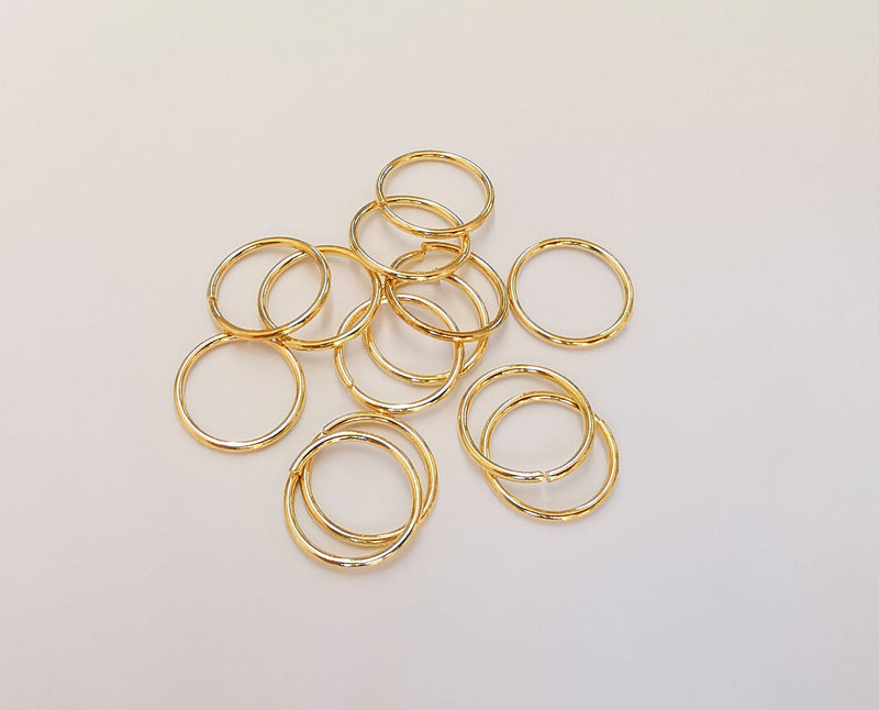 10 Pcs (14 mm) 24K Shiny Gold Plated Brass Jumpring , Findings G22838