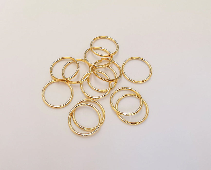 10 Pcs (14 mm) 24K Shiny Gold Plated Brass Jumpring , Findings G22838