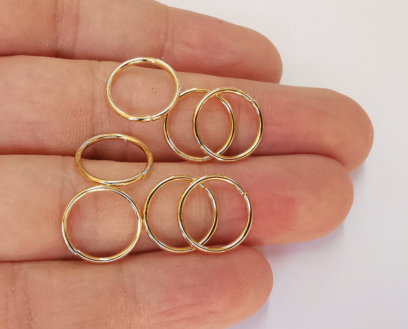 10 Pcs (14 mm) 24K Shiny Gold Plated Brass Jumpring , Findings G22838