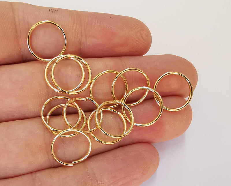 10 Pcs (14 mm) 24K Shiny Gold Plated Brass Jumpring , Findings G22838