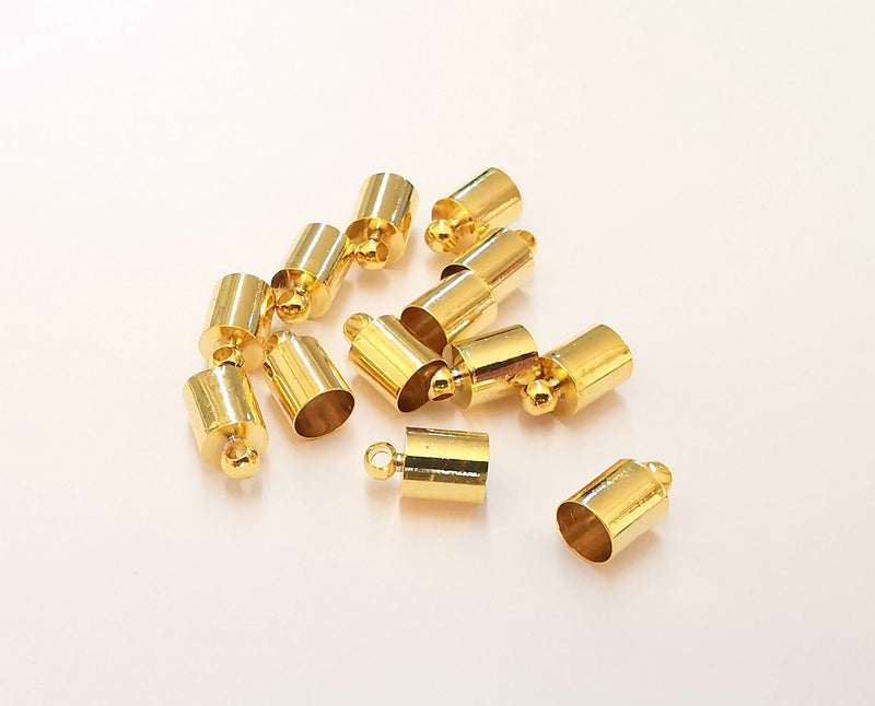 10 Gold Cone Findings 24K Shiny Gold Plated Brass  End Caps (10x6mm)  G22839