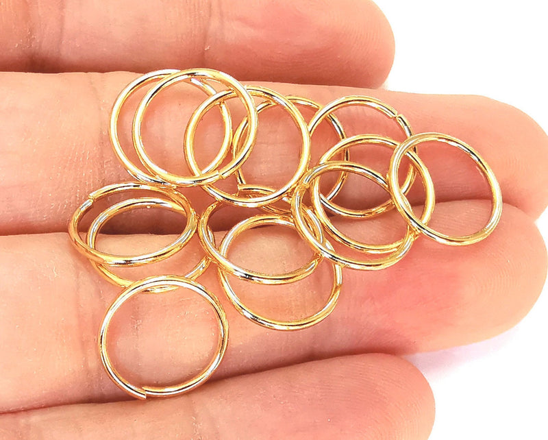10 Pcs (14 mm) 24K Shiny Gold Plated Brass Jumpring , Findings G22838