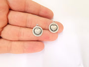 10 Heart Charms Antique Silver Plated Charms (17x14mm)  G23217