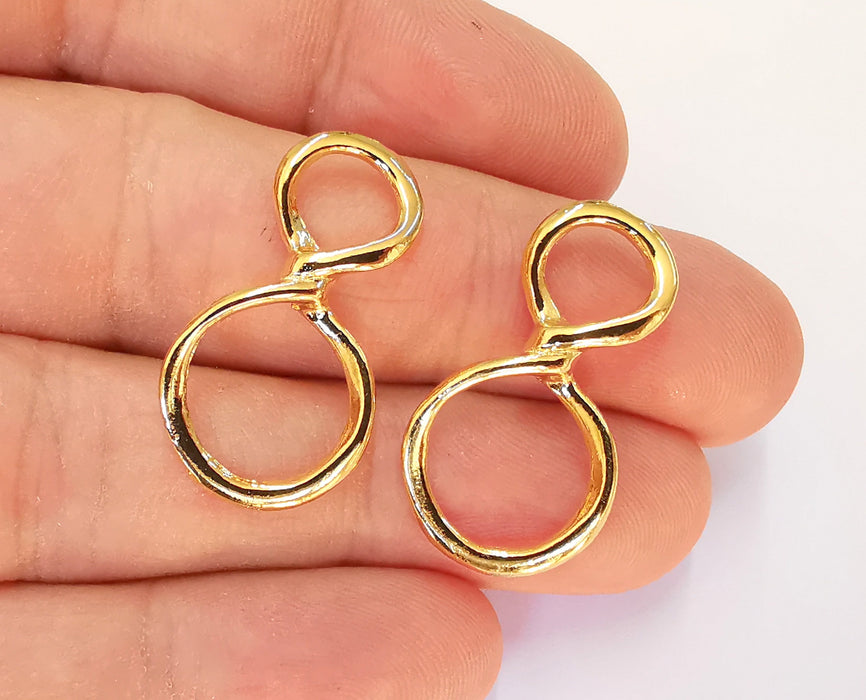 2 Knot Charms 24K Shiny Gold Plated Charms (30x16mm)  G22842