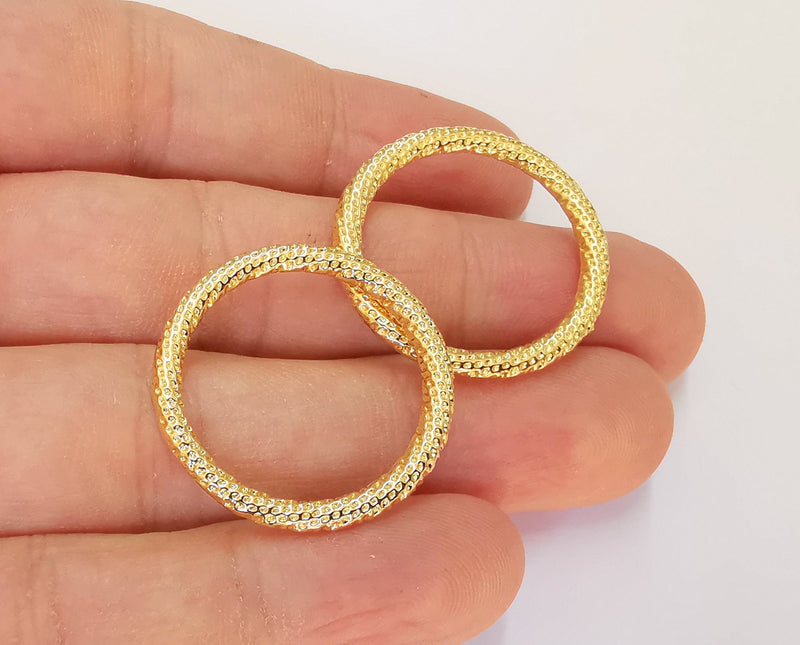 2 Circle Findings 24k Shiny Gold Plated Circle Findings (29 mm)  G22843