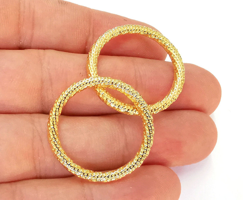 2 Circle Findings 24k Shiny Gold Plated Circle Findings (29 mm)  G22843