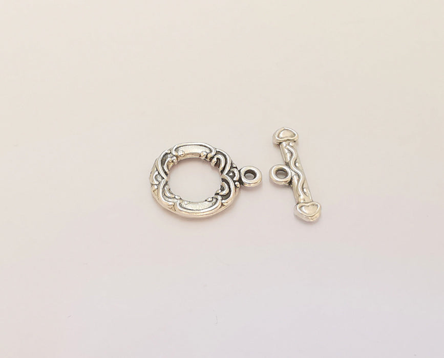 Silver Toggle Clasps 10 sets Antique Silver Plated Toggle Clasp Findings 17x13mm+17x6mm  G23222
