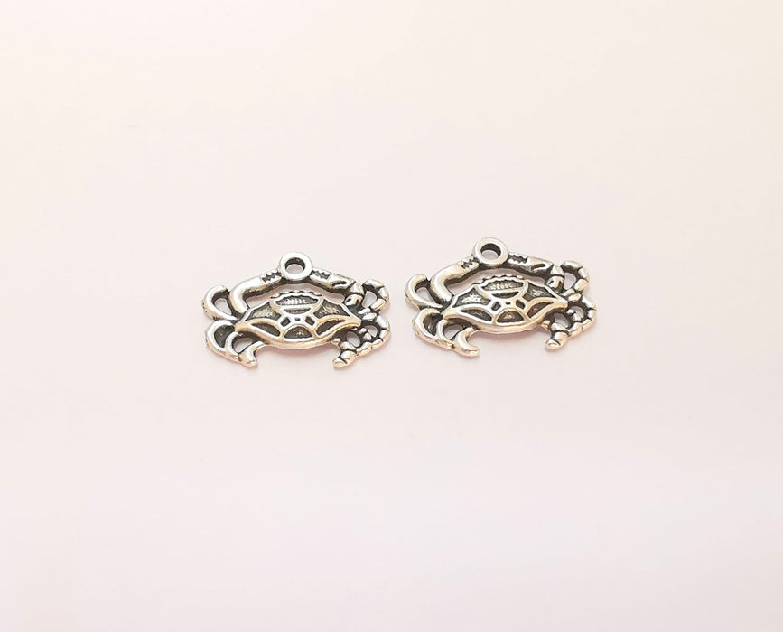 10  Crab Charms Antique Silver Plated Charms (19x15mm)  G23226