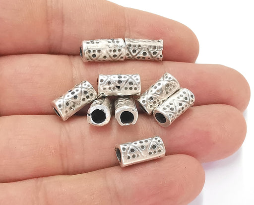 10 Silver Tube Beads Antique Silver Plated Beads (12x6mm)  G23230