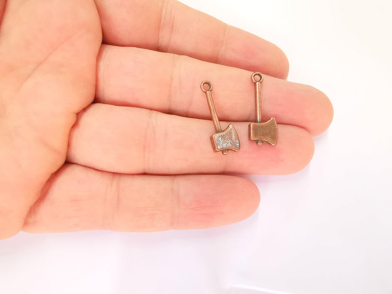 10 Axe Charms Double Sided Antique Copper Plated Charms (24x9mm)  G23236