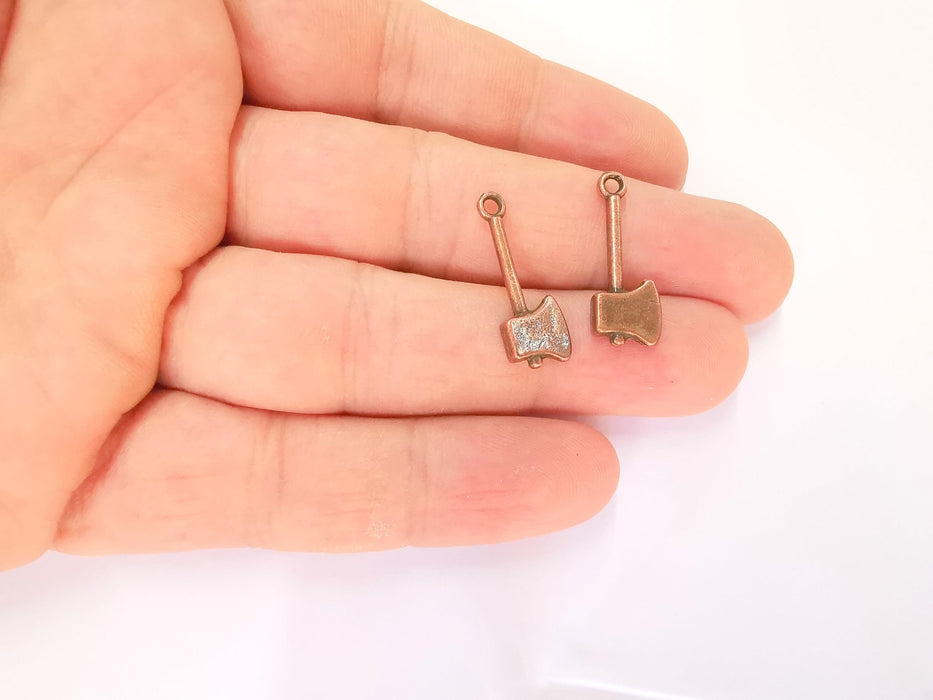 10 Axe Charms Double Sided Antique Copper Plated Charms (24x9mm)  G23236